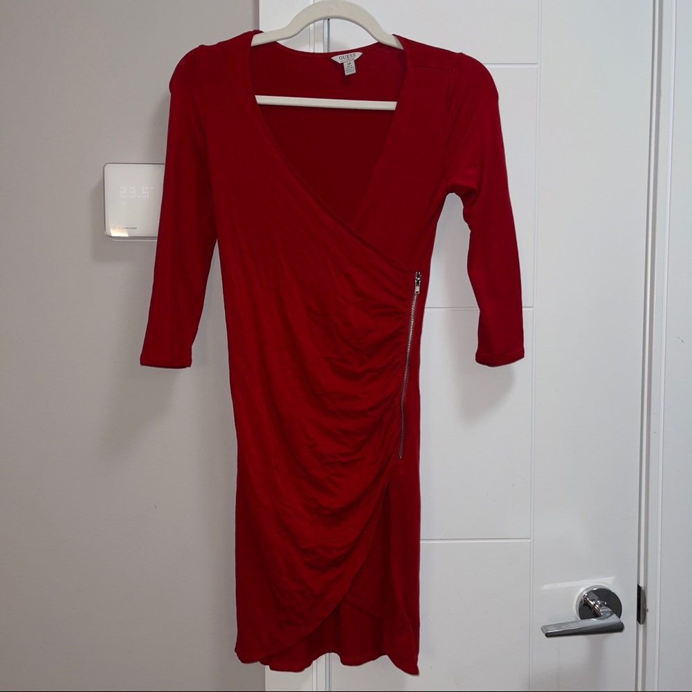 Guess red wrap dress sz small